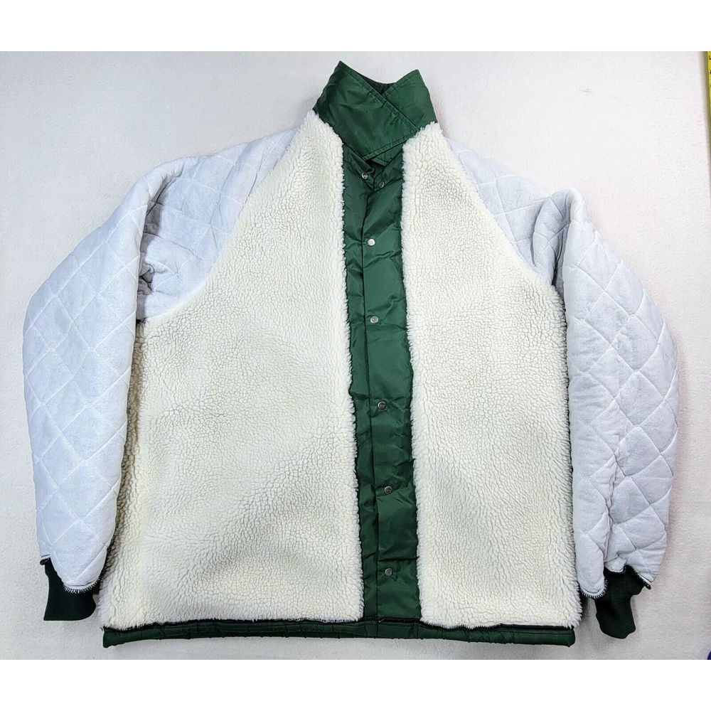 70s Windjammer‎ Sherpa Jacket Mens XL Green Lined Snaps USA Made Limited Use